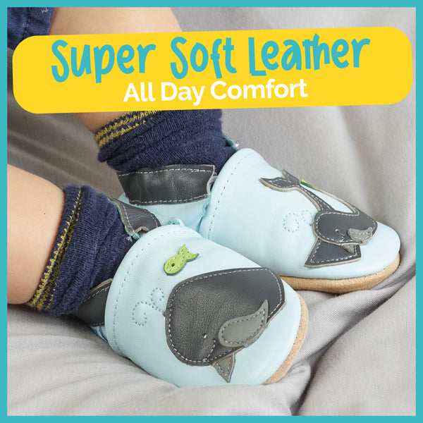 Whale Family Soft Leather Baby Shoes