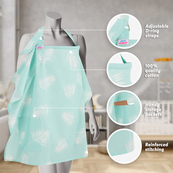 Breastfeeding Nursing Cover - Apron Style with Boned Top - Leaves