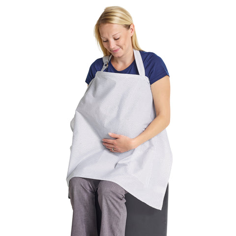 Breastfeeding Nursing Cover - Apron Style with Boned Top - White