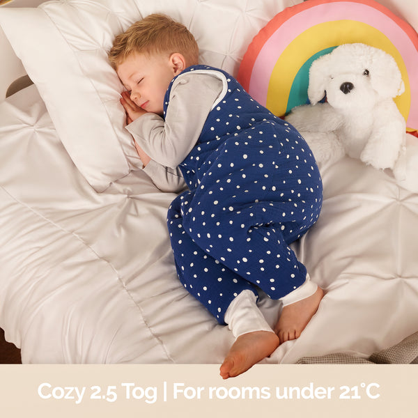Baby Sleeping Bag with Legs Winter 2.5 Tog - 1 to 4 years Old - Muslin Cotton OEKO-TEX® STANDARD 100