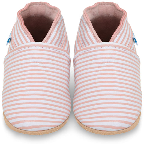 Baby Shoes Pink and White Stripes